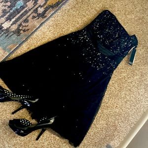 Black sequined mini cocktail dress